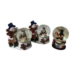 Lot 3 Vintage Mini Snowman Christmas Snow Globes u Display Figurines